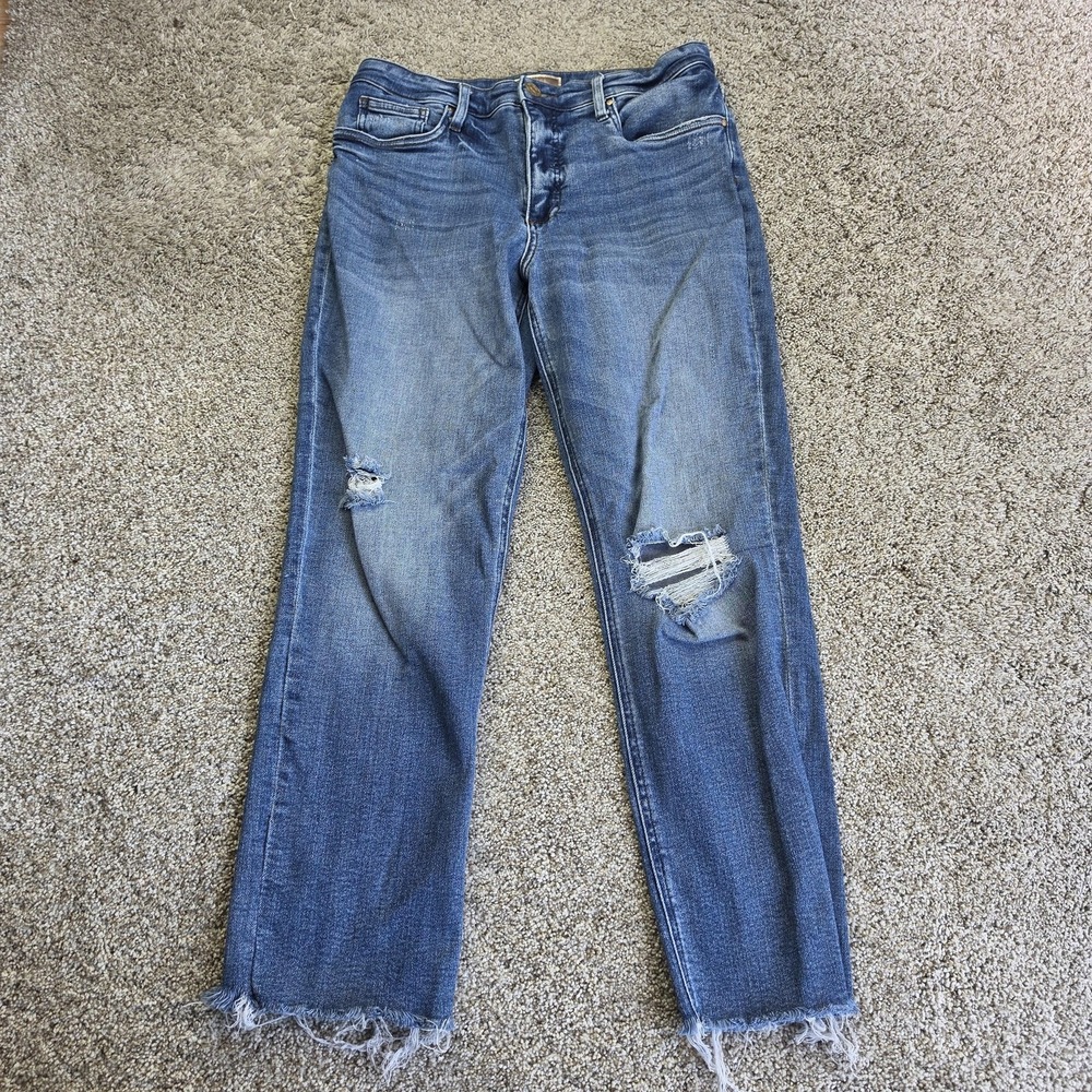 KUT‎ From The Kloth Jeans Womens 10 Blue Medium Wash Mom Distressed Frayed Hem